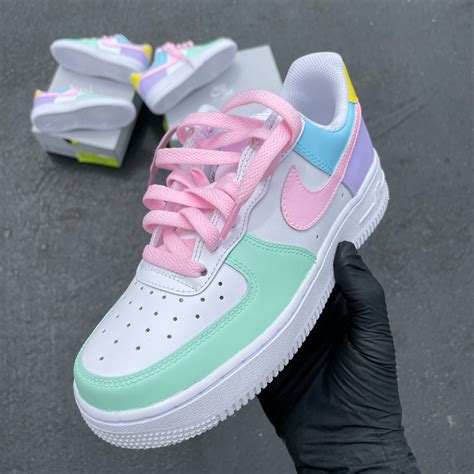 pastel colored sneakers.